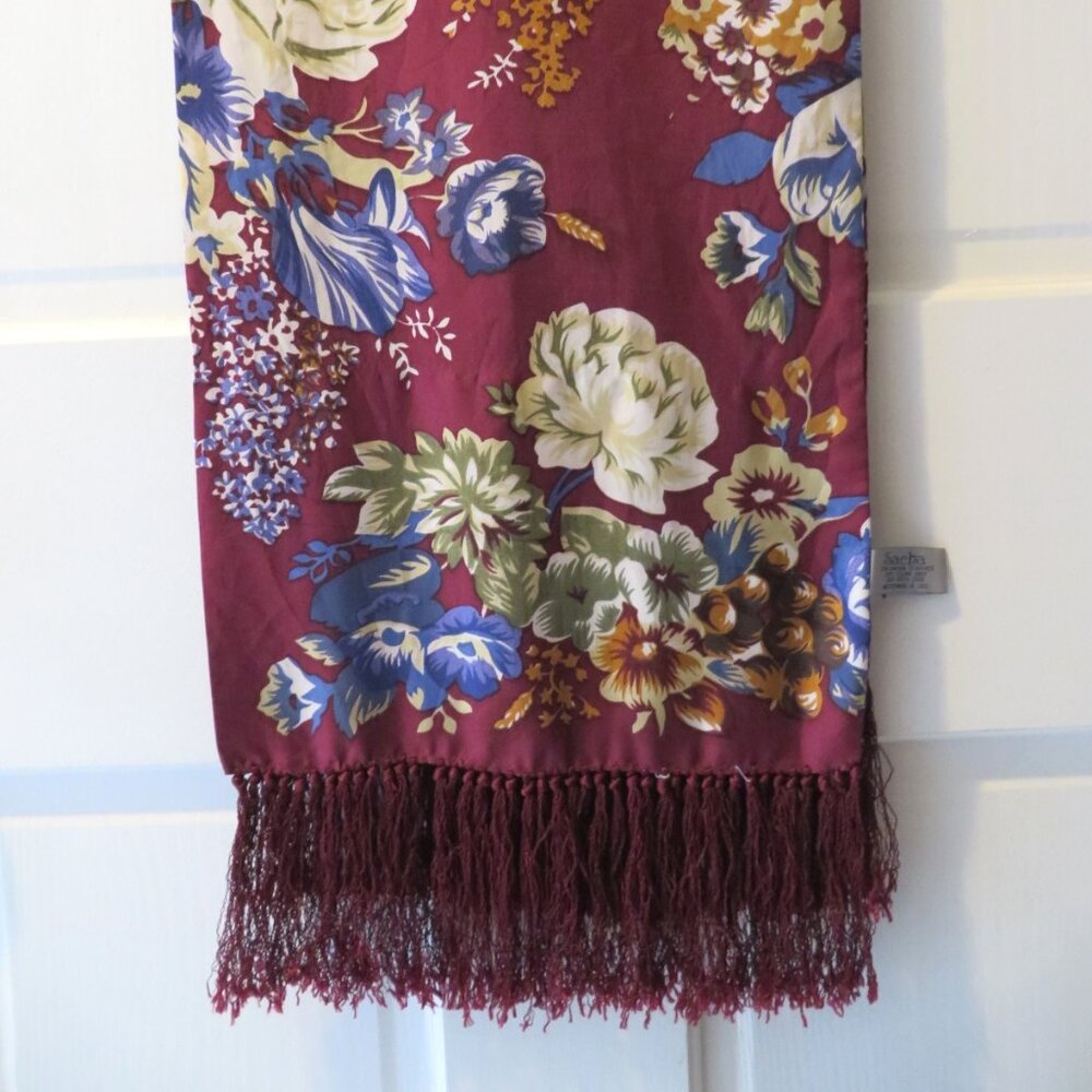 SACHA London Silk Scarf with Fringe, 50" long